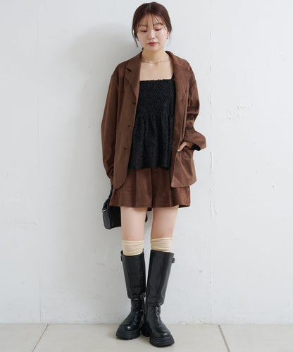 羽毛感蕾絲吊帶背心