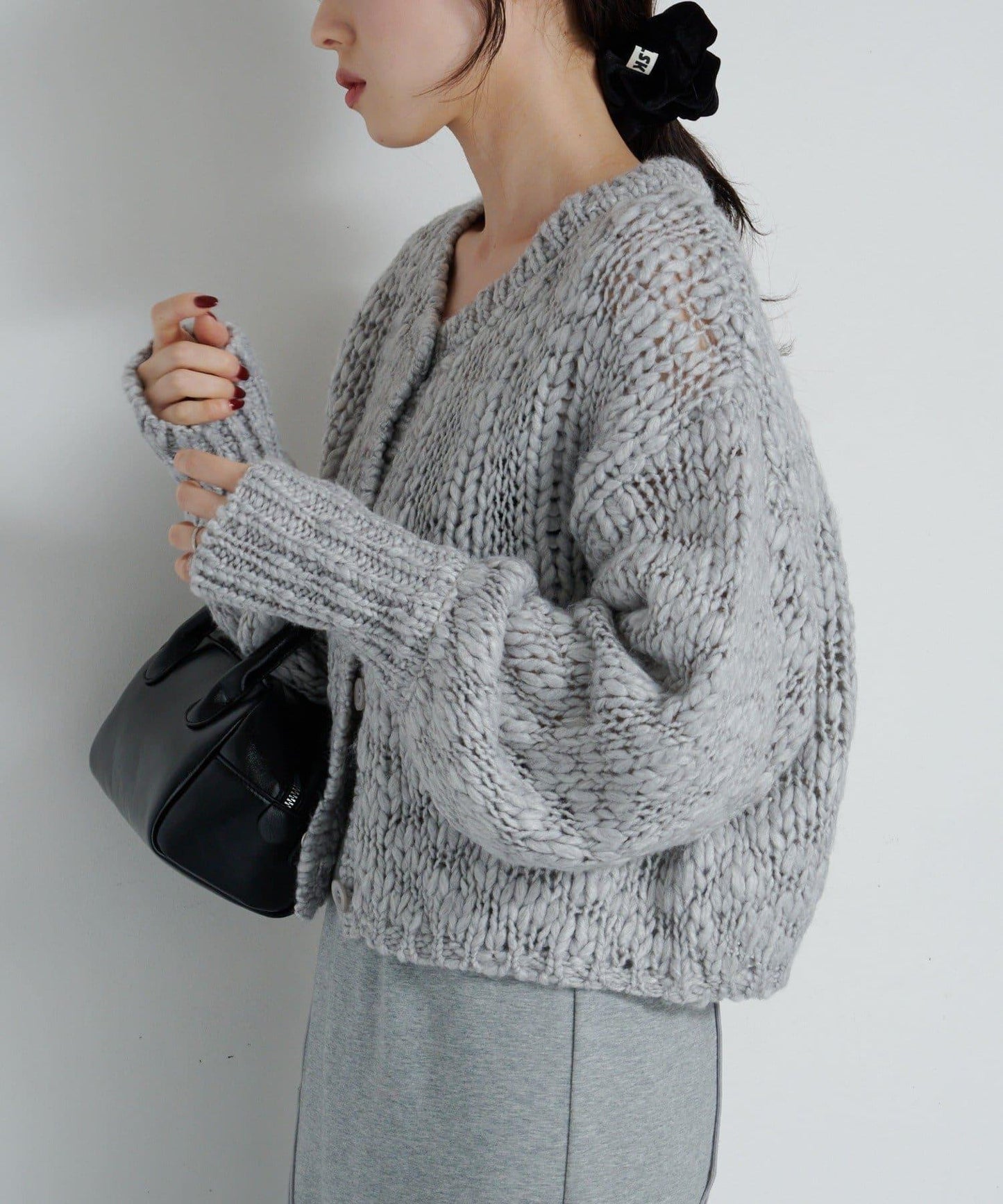 寬鬆粗線針織開衫