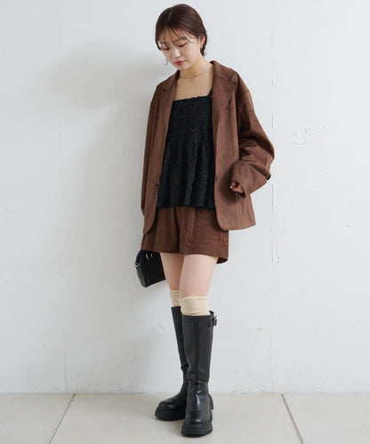 羽毛感蕾絲吊帶背心