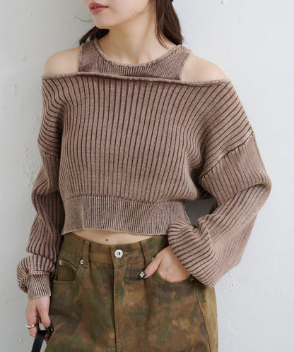 【Kastane】雙面染色露肩背心針織衫