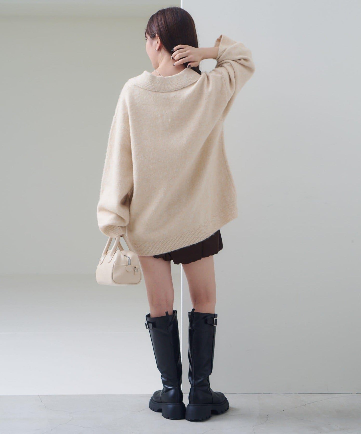 條紋拉鍊針織衫