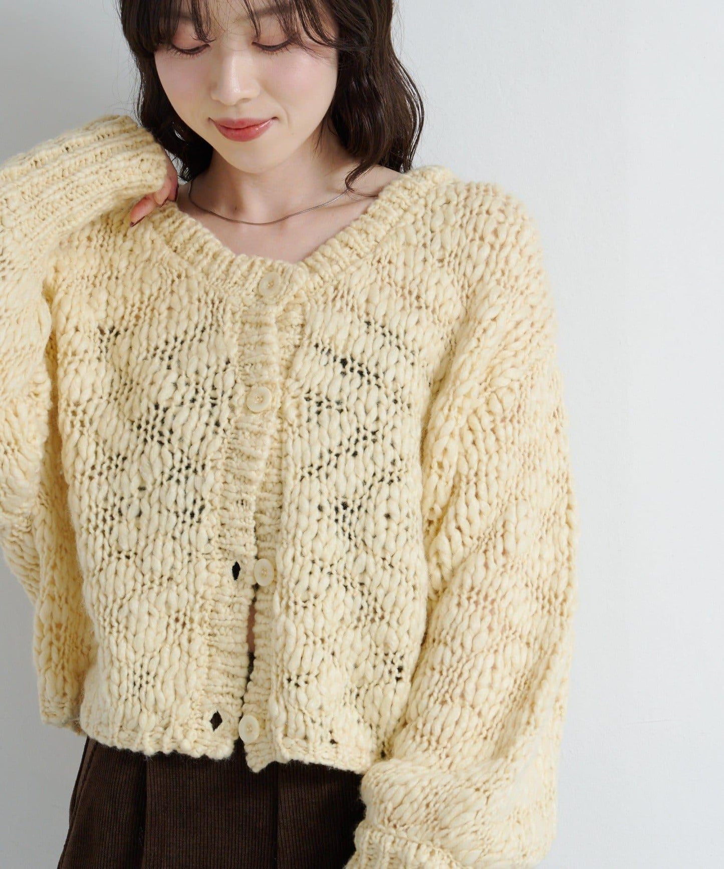 寬鬆粗線針織開衫