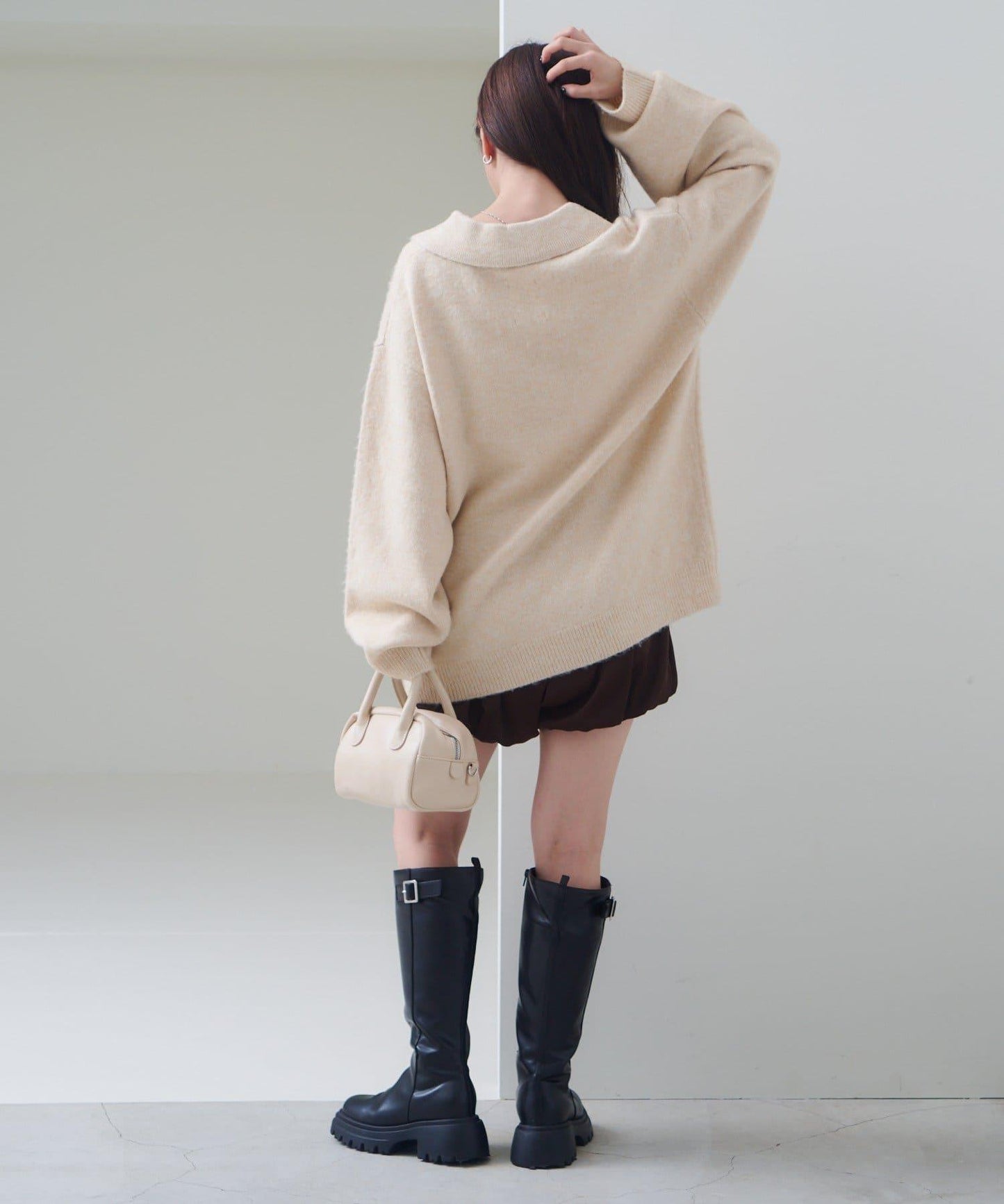 條紋拉鍊針織衫