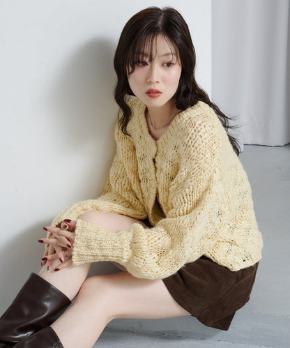 寬鬆粗線針織開衫