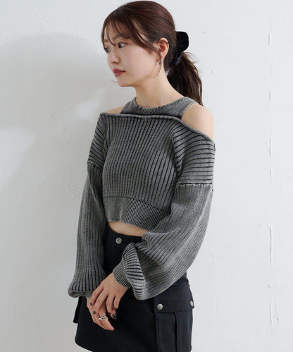 【Kastane】雙面染色露肩背心針織衫