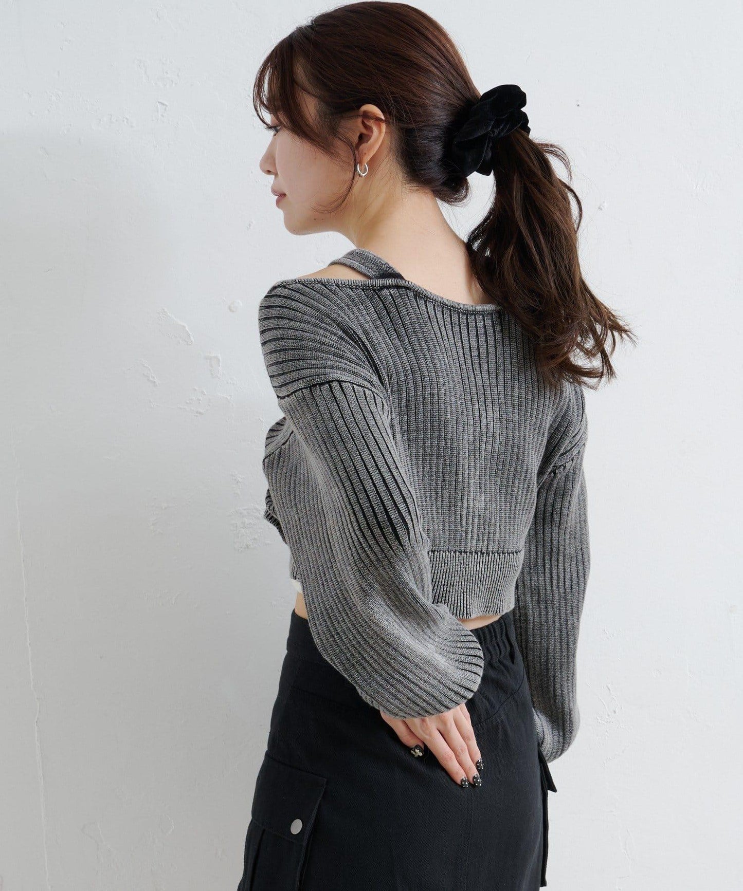 【Kastane】雙面染色露肩背心針織衫