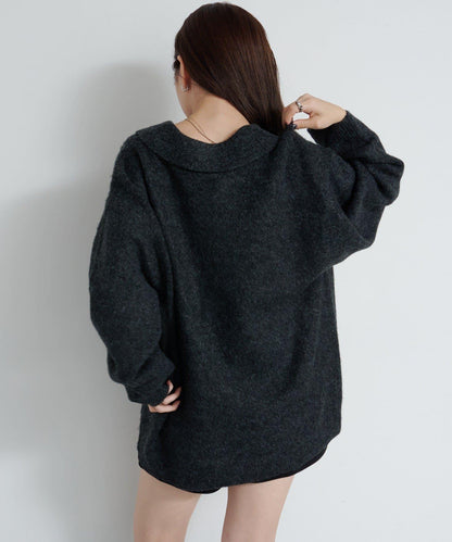 條紋拉鍊針織衫