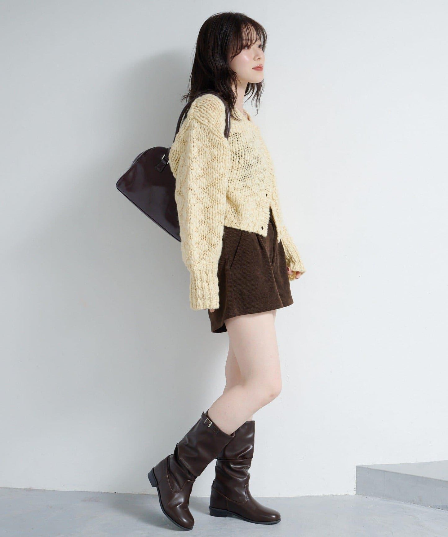 寬鬆粗線針織開衫