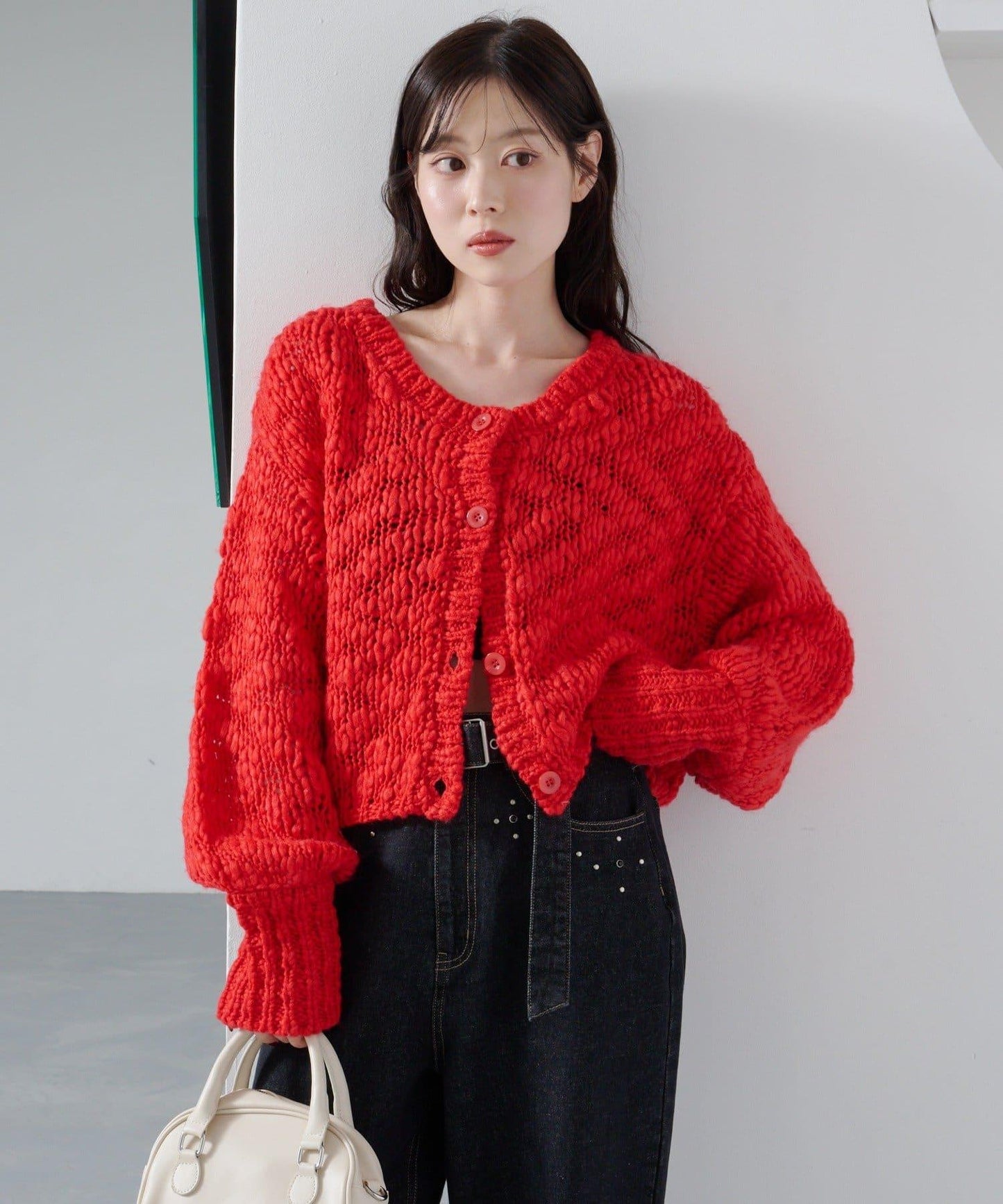 寬鬆粗線針織開衫