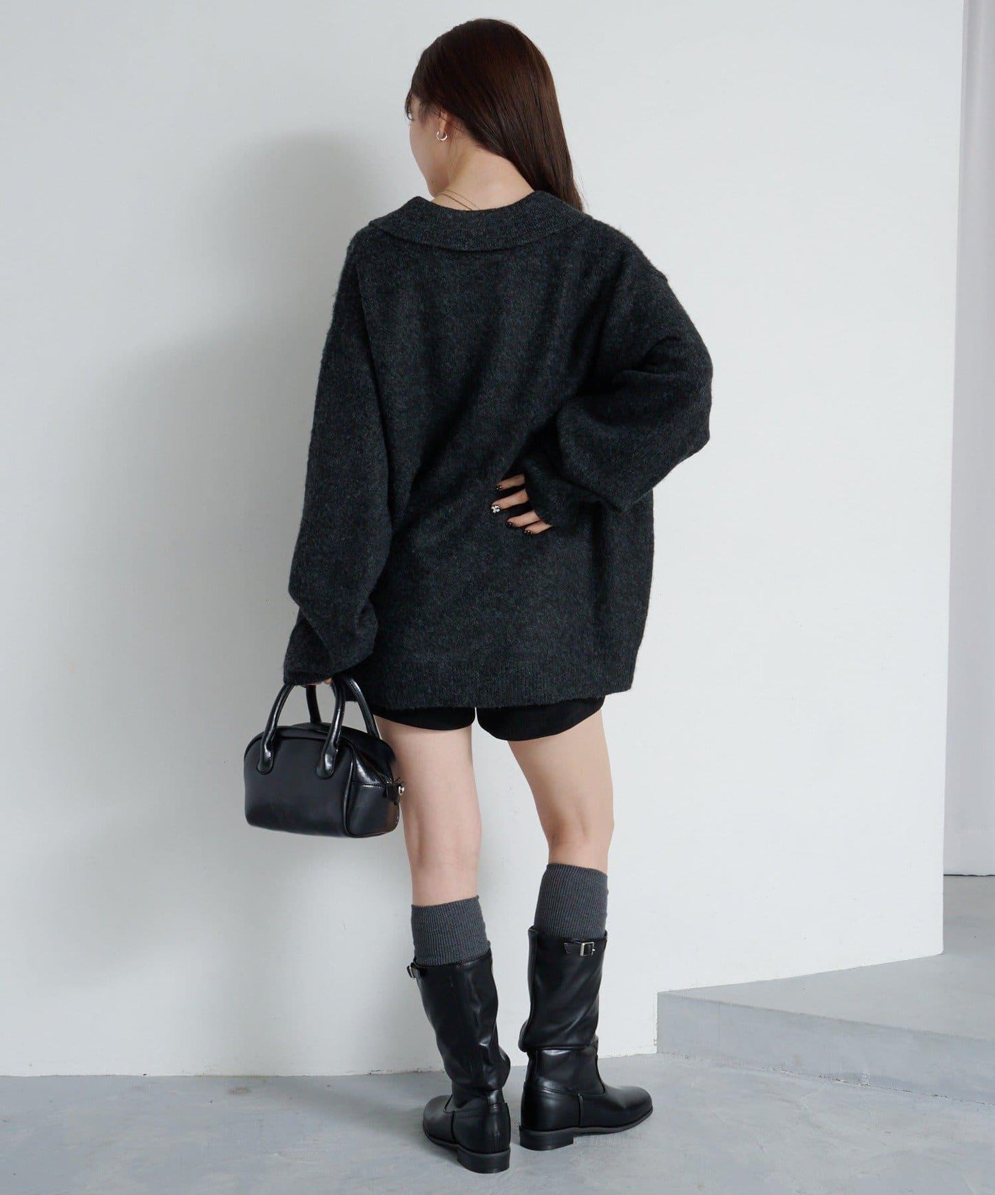 條紋拉鍊針織衫