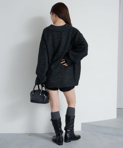 條紋拉鍊針織衫