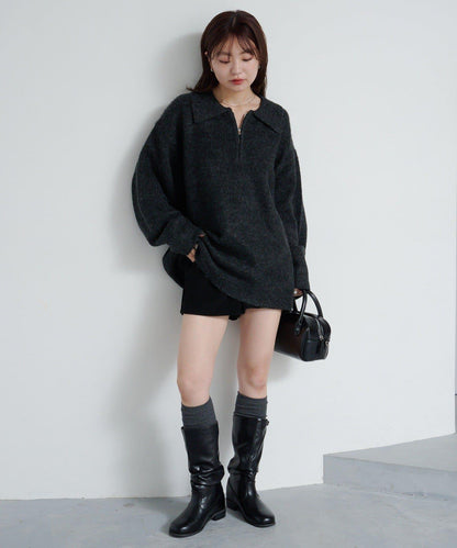 條紋拉鍊針織衫