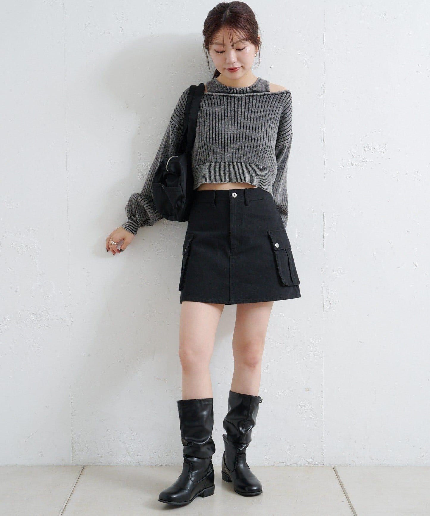 【Kastane】雙面染色露肩背心針織衫