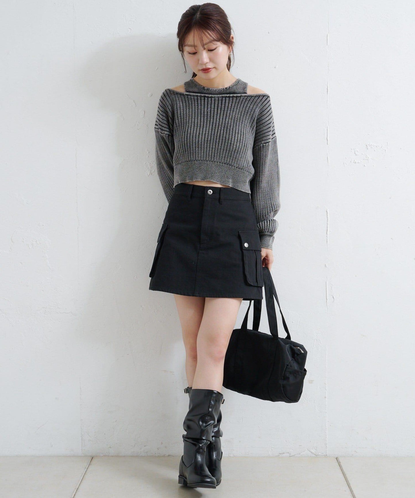 【Kastane】雙面染色露肩背心針織衫