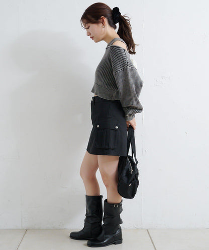 【Kastane】雙面染色露肩背心針織衫