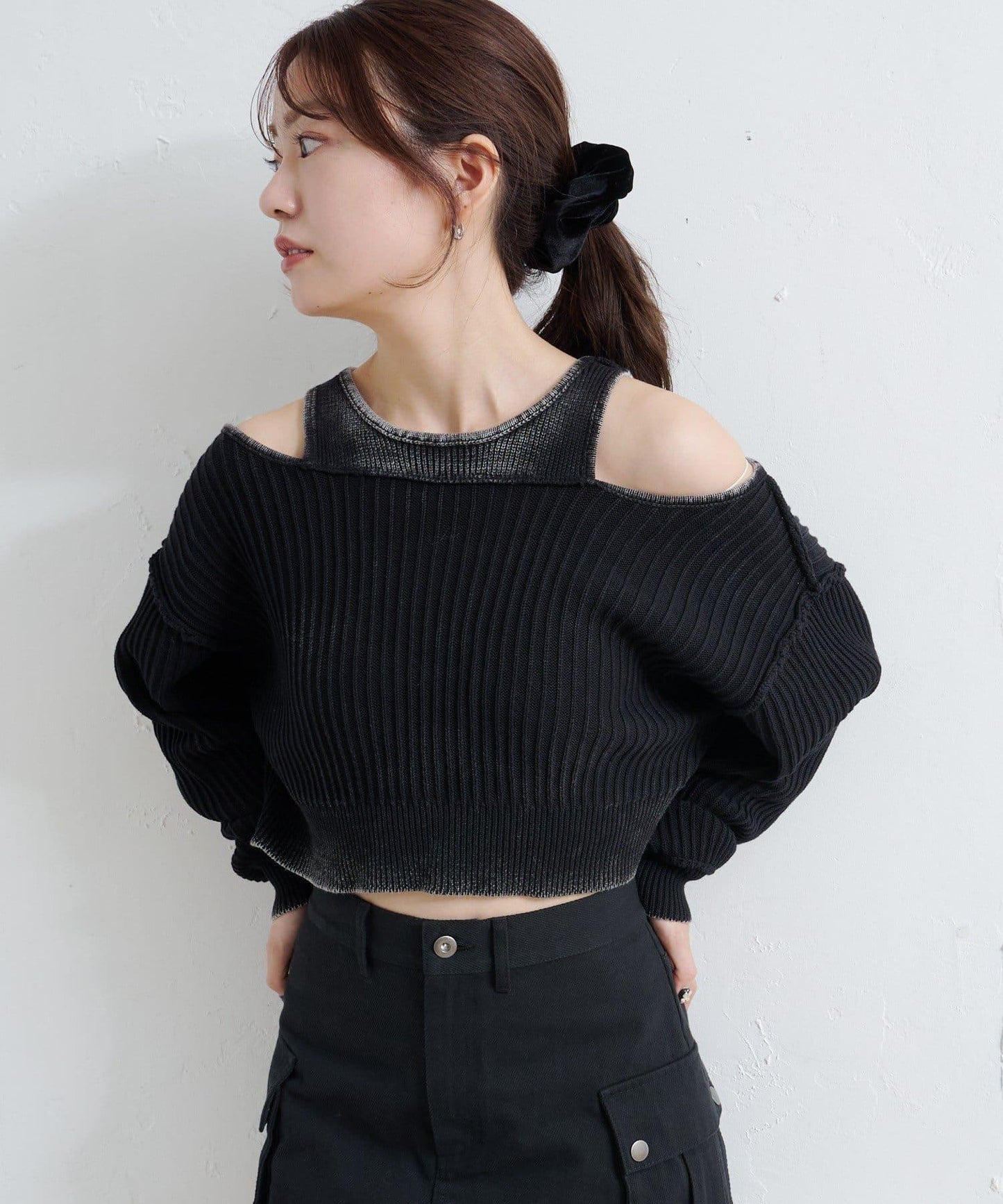 【Kastane】雙面染色露肩背心針織衫