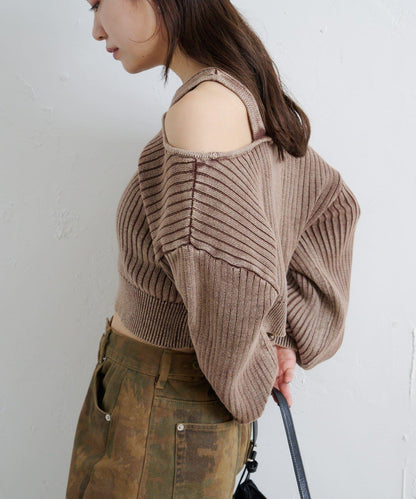 【Kastane】雙面染色露肩背心針織衫