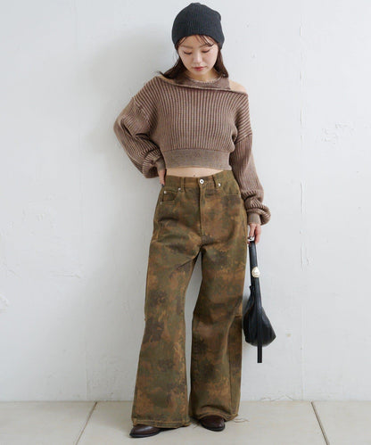 【Kastane】雙面染色露肩背心針織衫