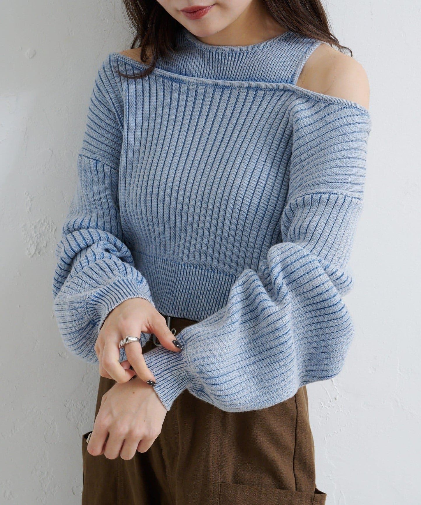 【Kastane】雙面染色露肩背心針織衫