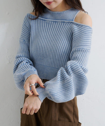 【Kastane】雙面染色露肩背心針織衫