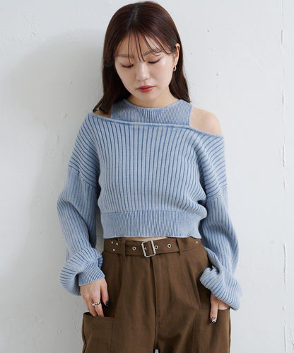 【Kastane】雙面染色露肩背心針織衫