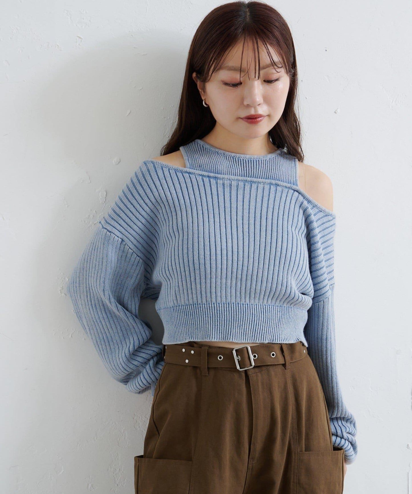 【Kastane】雙面染色露肩背心針織衫