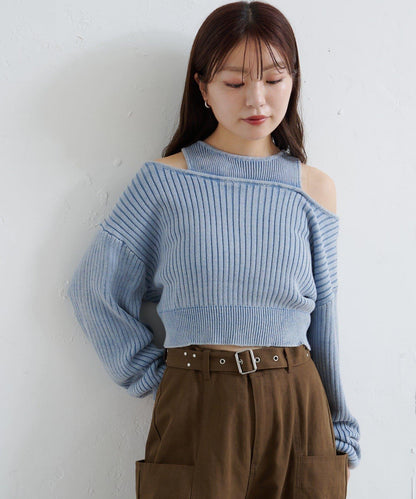 【Kastane】雙面染色露肩背心針織衫