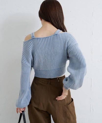 【Kastane】雙面染色露肩背心針織衫