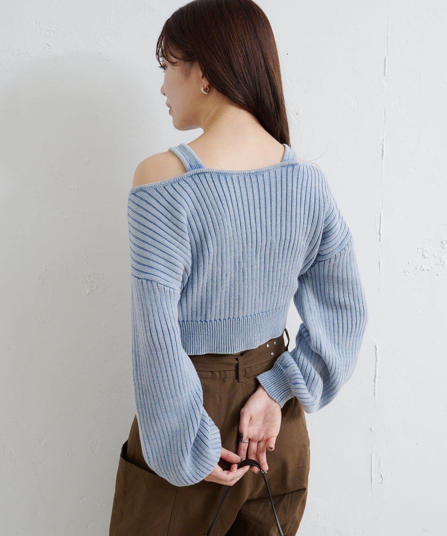 【Kastane】雙面染色露肩背心針織衫