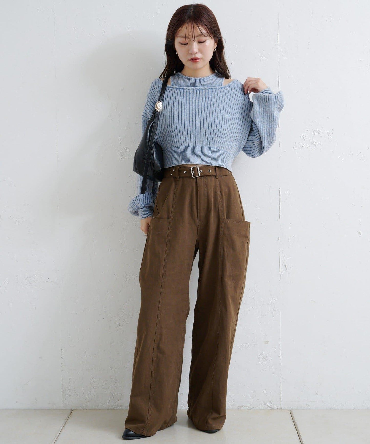 【Kastane】雙面染色露肩背心針織衫