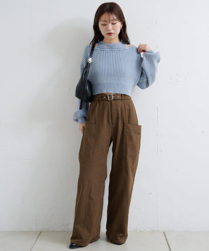 【Kastane】雙面染色露肩背心針織衫