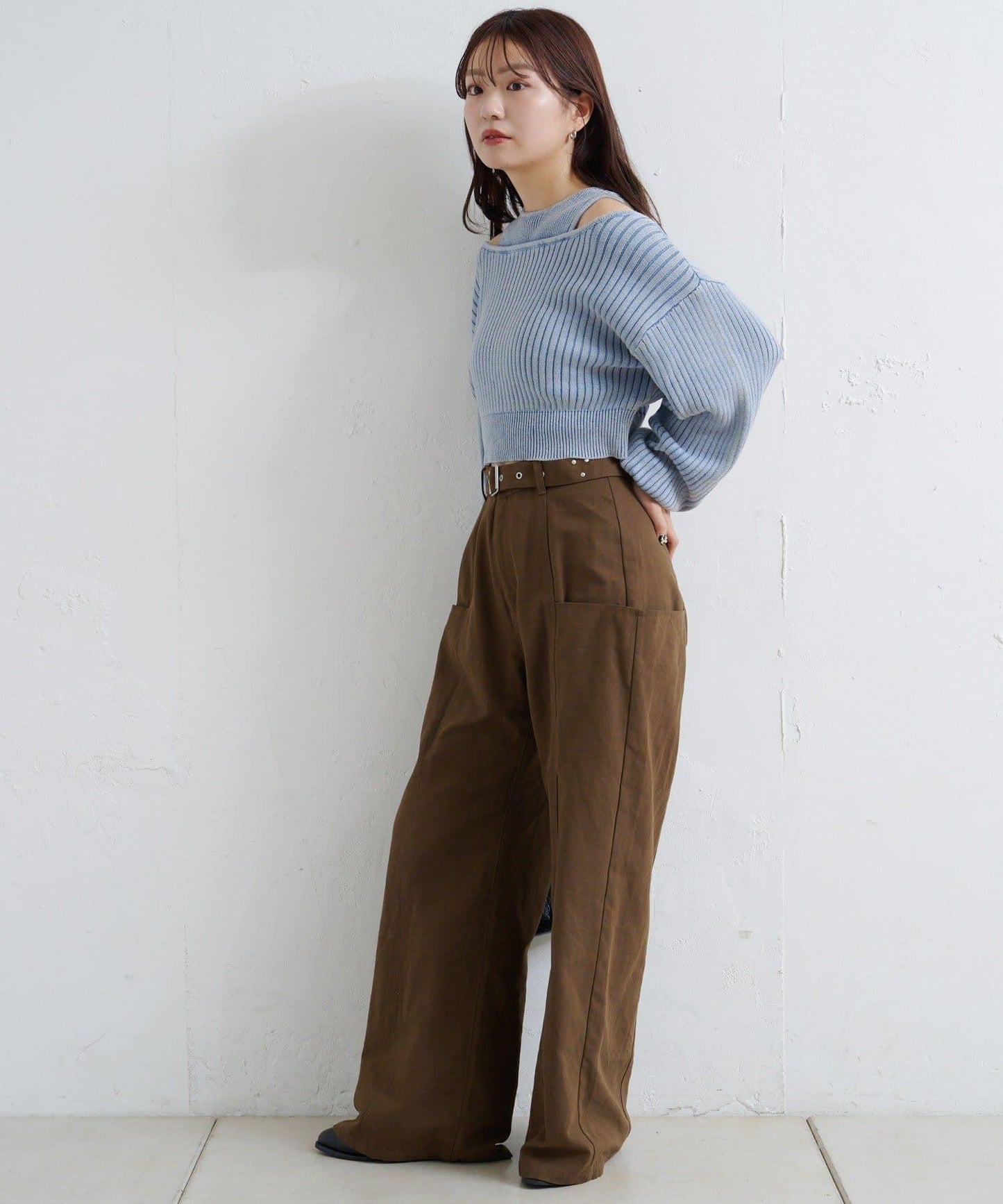 【Kastane】雙面染色露肩背心針織衫