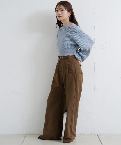 【Kastane】雙面染色露肩背心針織衫