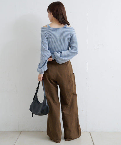 【Kastane】雙面染色露肩背心針織衫