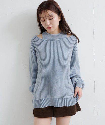 【Kastane】雙面染色露肩背心針織衫