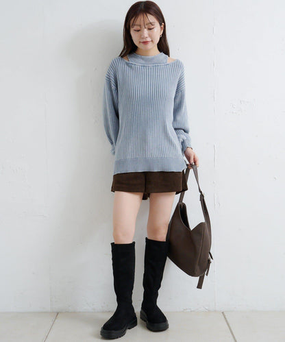 【Kastane】雙面染色露肩背心針織衫