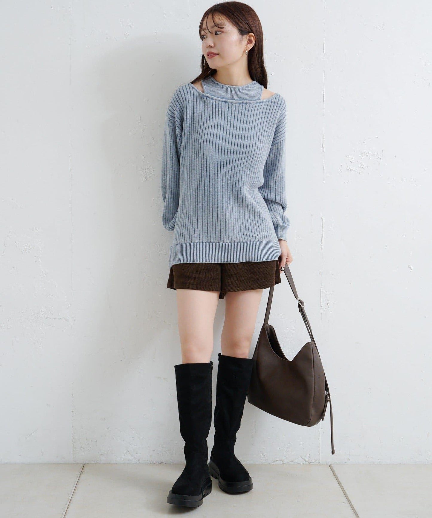 【Kastane】雙面染色露肩背心針織衫