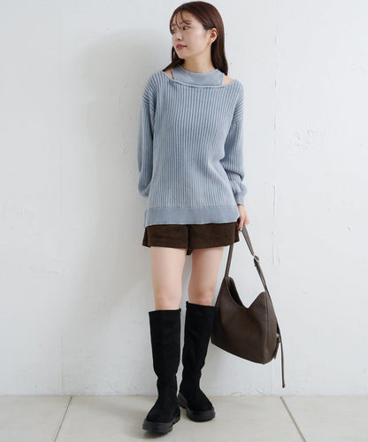 【Kastane】雙面染色露肩背心針織衫