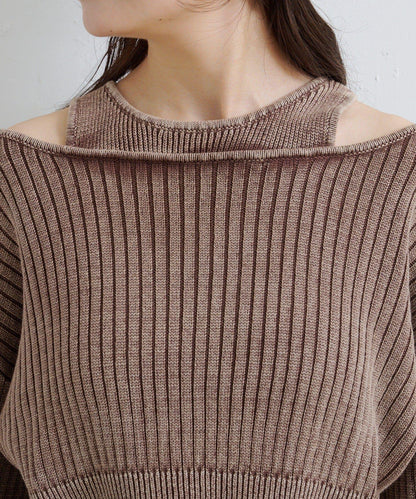 【Kastane】雙面染色露肩背心針織衫