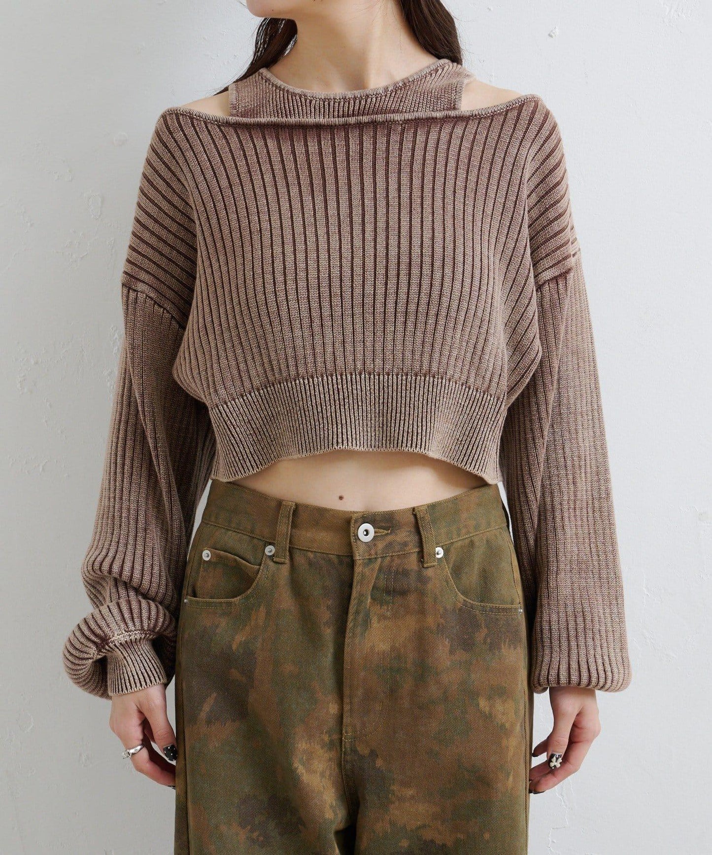 【Kastane】雙面染色露肩背心針織衫