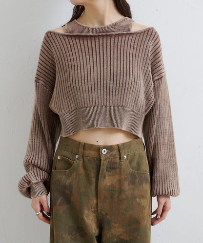 【Kastane】雙面染色露肩背心針織衫