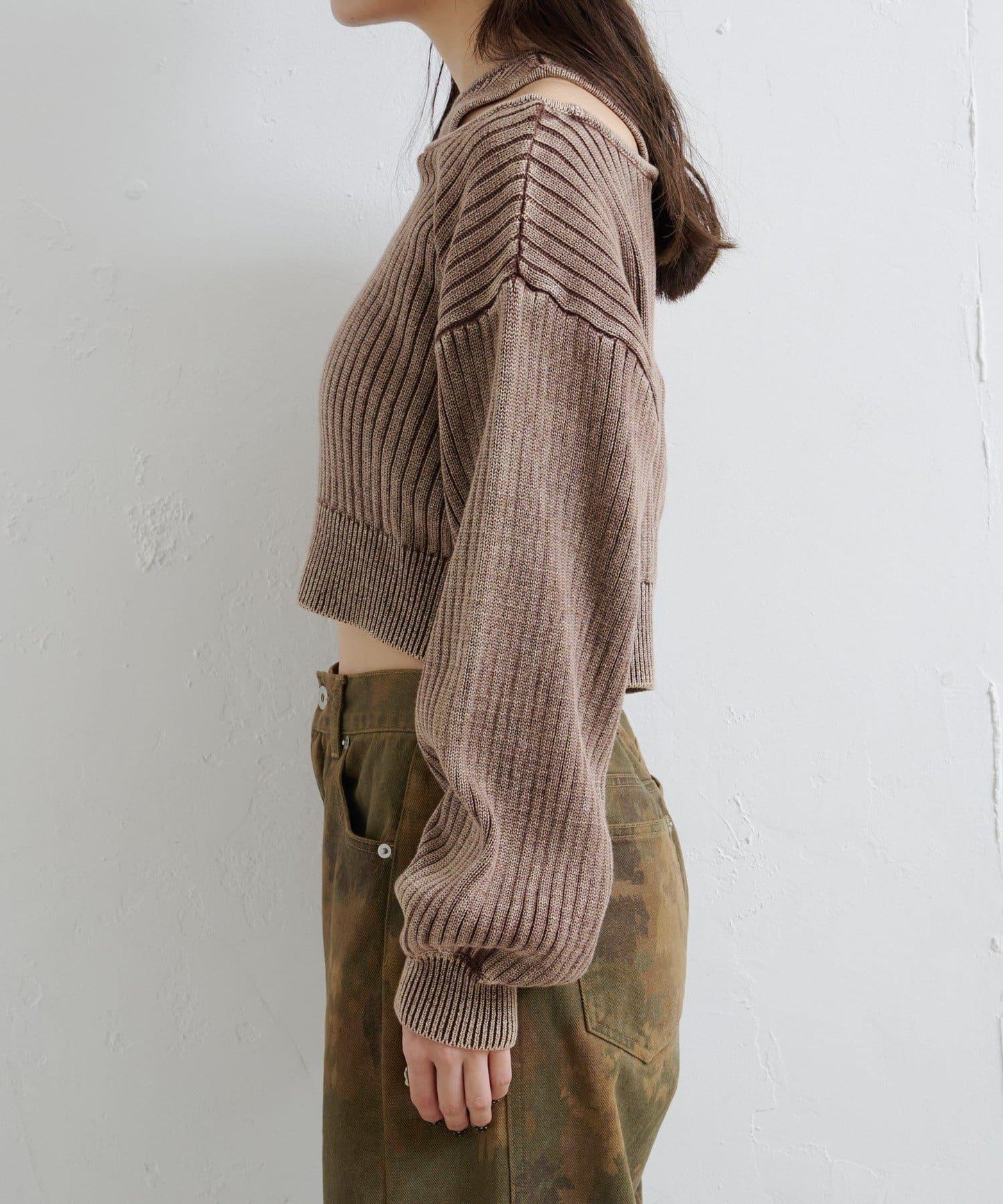 【Kastane】雙面染色露肩背心針織衫