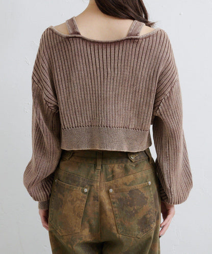 【Kastane】雙面染色露肩背心針織衫