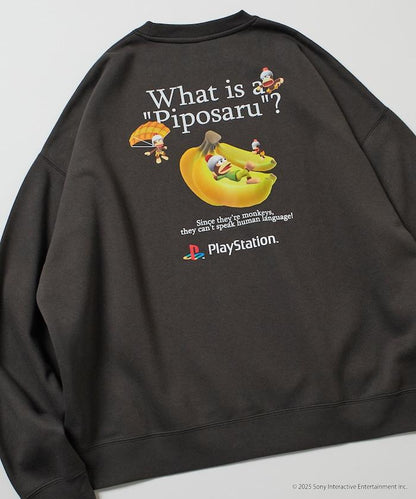 寬鬆版型 背部印花 圓領衛衣 / PlayStation 猴子捉捕