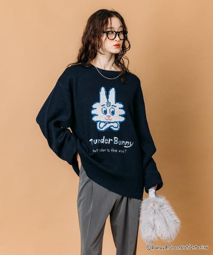Thunder Bunny / 《Thunder Bunny》特別款寬鬆版型提花圓領針織衫【限量】