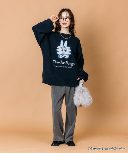 Thunder Bunny / 《Thunder Bunny》特別款寬鬆版型提花圓領針織衫【限量】