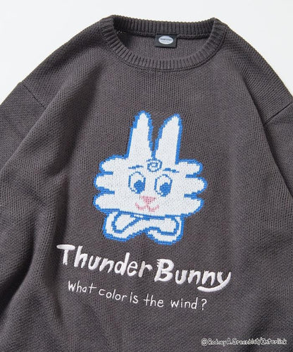 Thunder Bunny / 《Thunder Bunny》特別款寬鬆版型提花圓領針織衫【限量】
