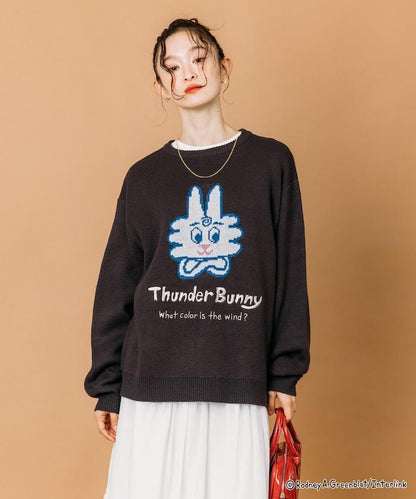 Thunder Bunny / 《Thunder Bunny》特別款寬鬆版型提花圓領針織衫【限量】