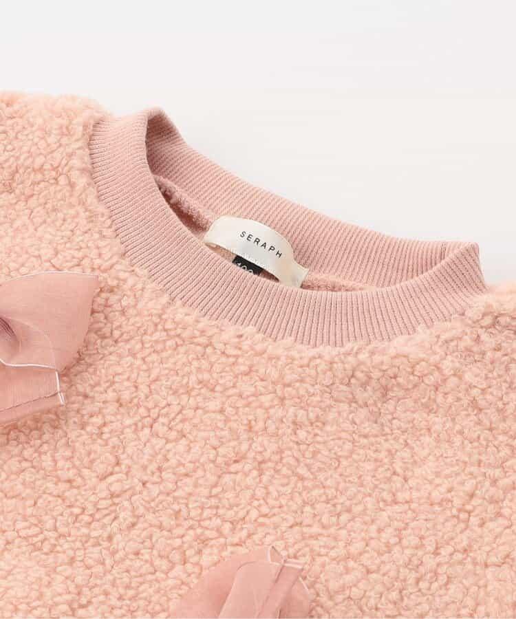 蝴蝶結裝飾毛絨連衣裙