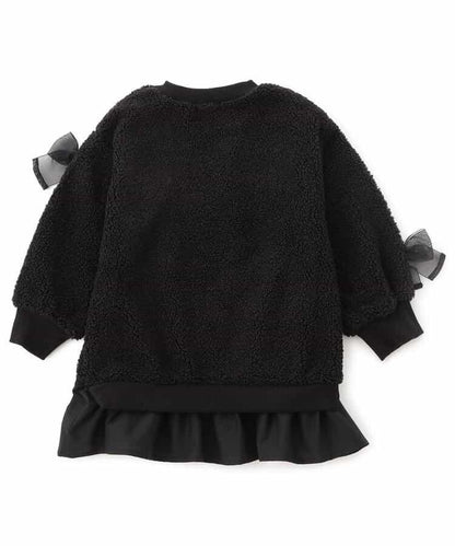 蝴蝶結裝飾毛絨連衣裙